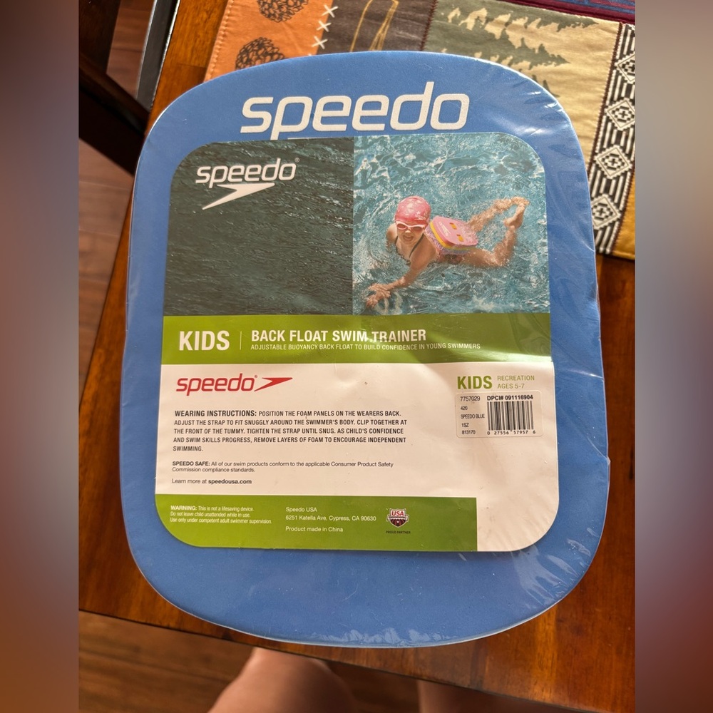 Speedo Kids Back Float Swim Trainer - Blue and White